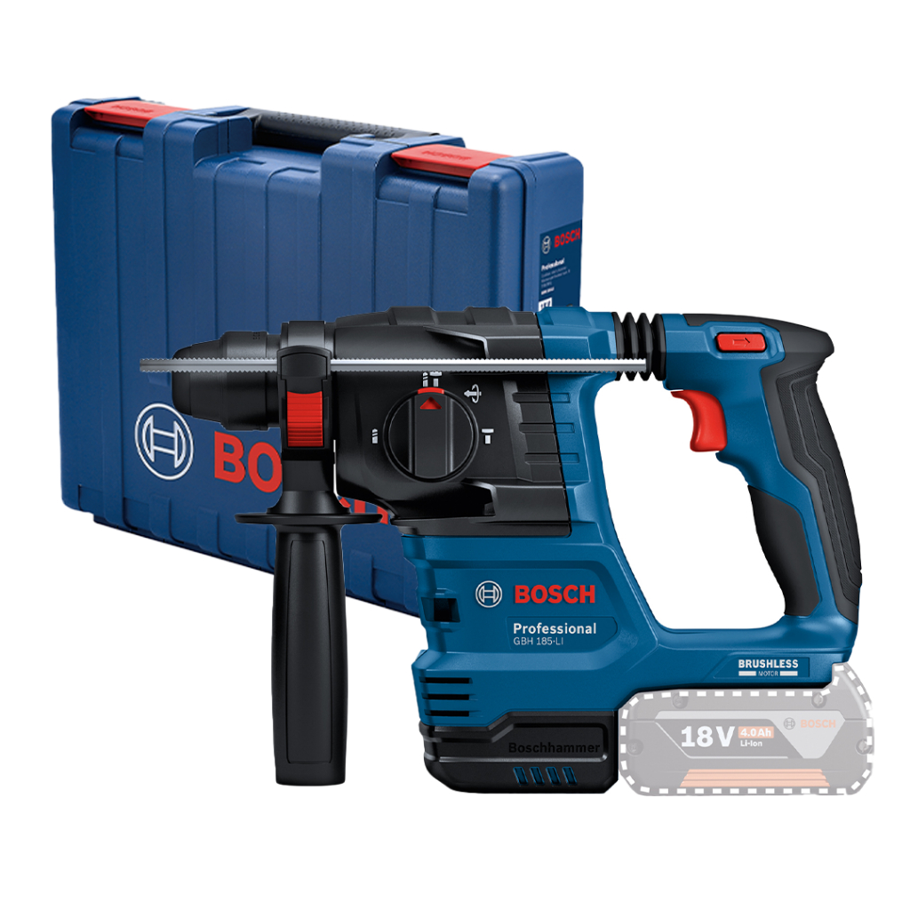 BOSCH สว่านโรตารี่ไร้สาย ขนาด 22 มม. GBH 185 LI 18V มอเตอร์ Brushless
