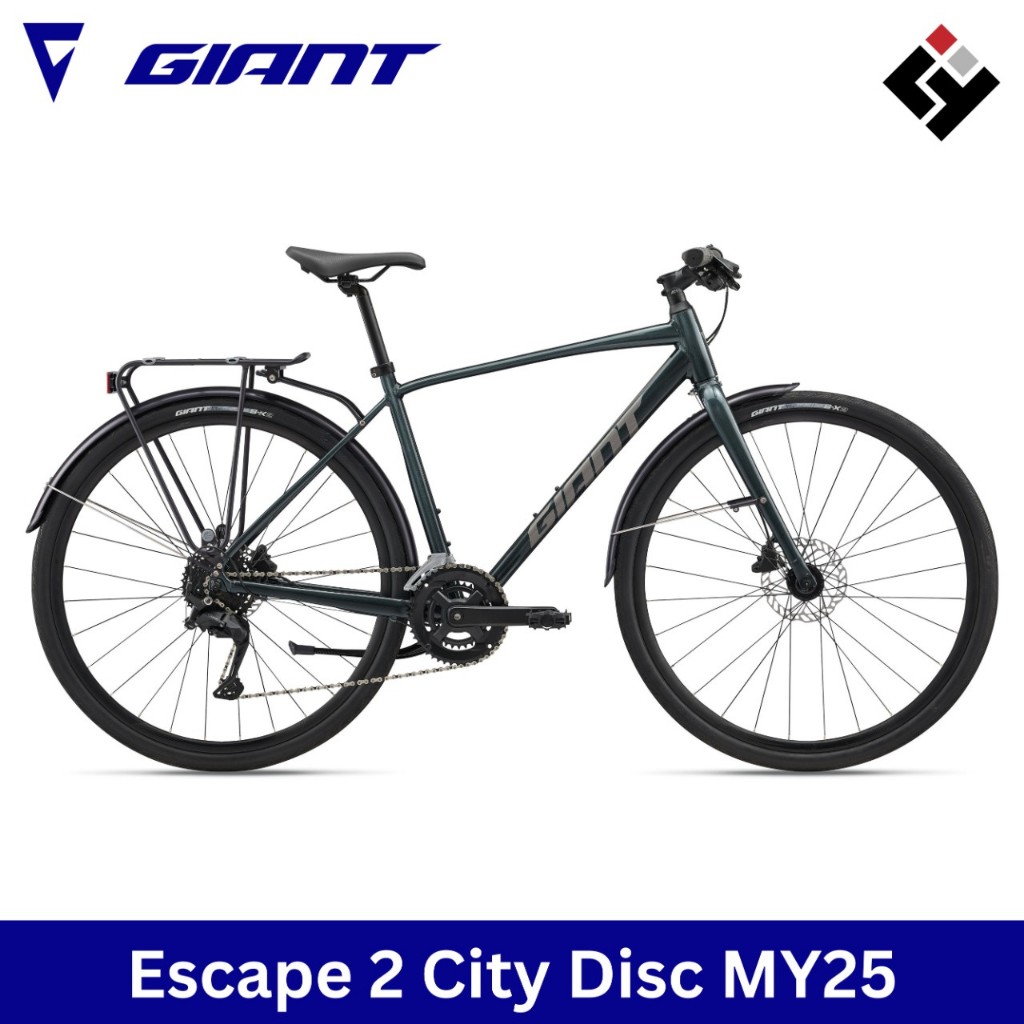Giant Escape 2 City Disc ปี 2025 จักรยานไฮบริด เฟรมอลูมิเนียม ชุดขับ Shimano Cues 2x9 สปีด