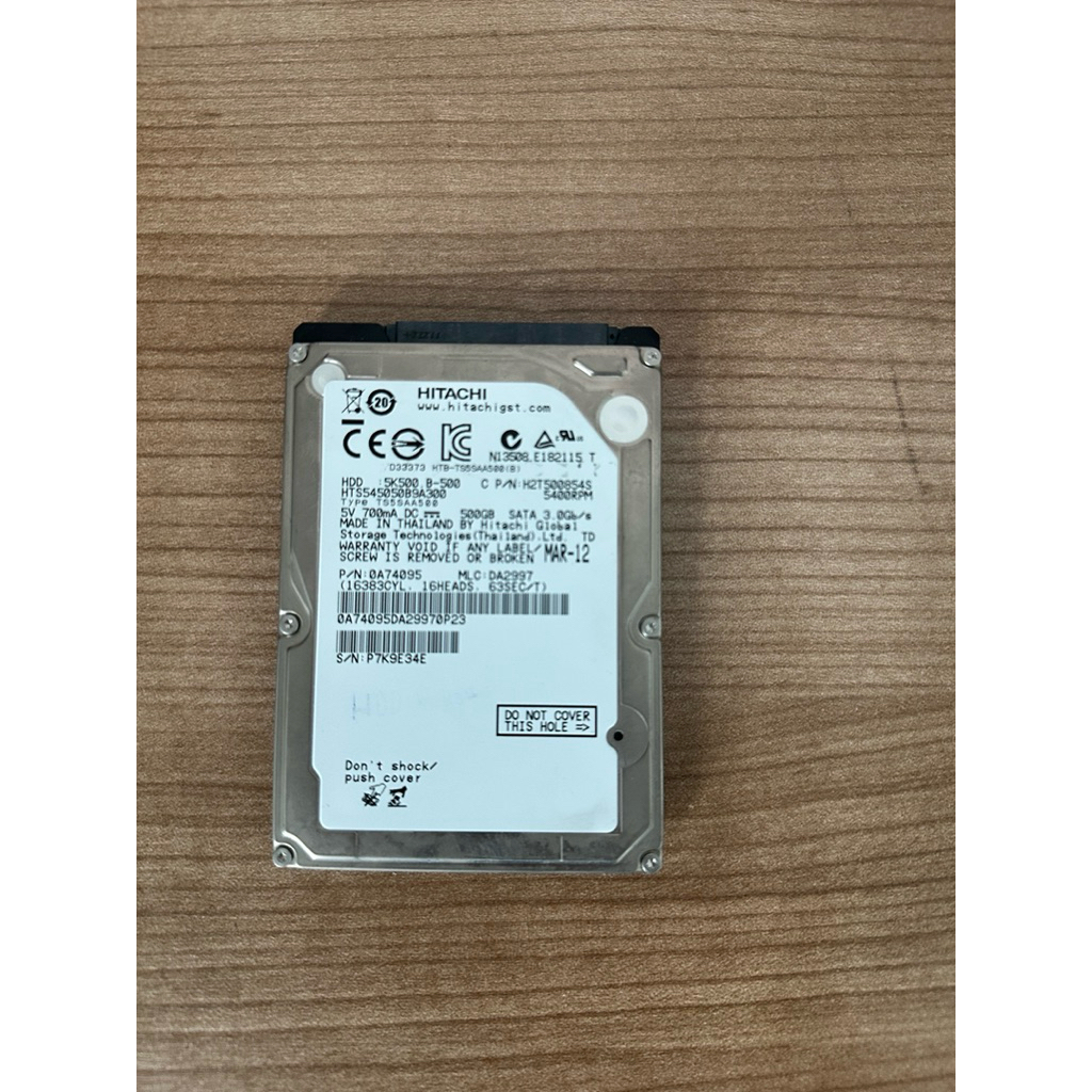 ฮาร์ดดิสก์ไดรฟ์ (HDD) มือสอง ขนาด 2.5 นิ้ว ยี่ห้อ HGST (Hitachi) / HDD 500GB พร้อมใช้