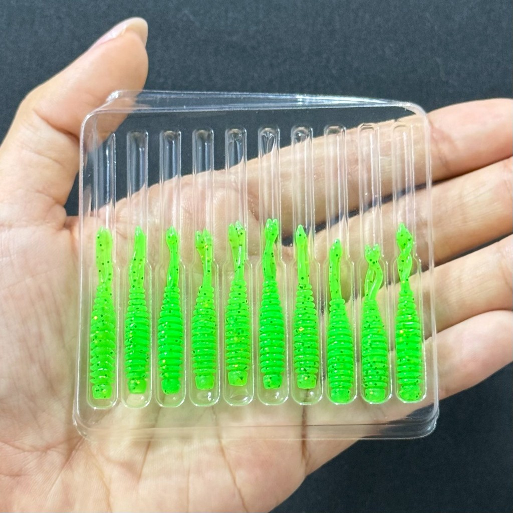 เหยื่อยางอาจิ หนองยางอาจิ Aji 10ชิ้น/แพ็ค มีให้เลือกถึง 7สี ยาว3.5cm