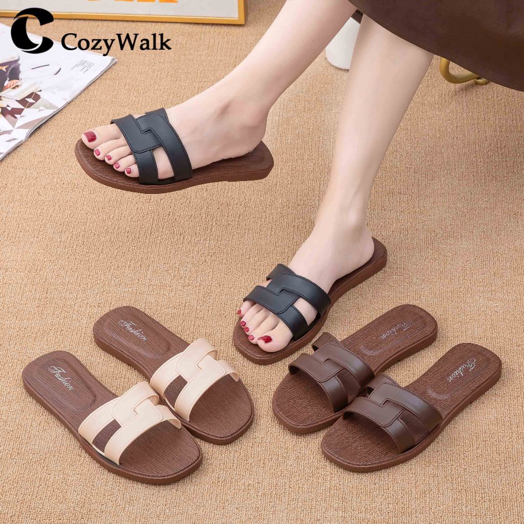 CozyWalk [ส่งเร็วพิเศษ!] รองเท้าแตะแฟชั่น รุ่นใหม่ยางนิ่มยอดนิยมสไตล์เกาหลี รองเท้าพื้นนิ่ม ใส่สบาย