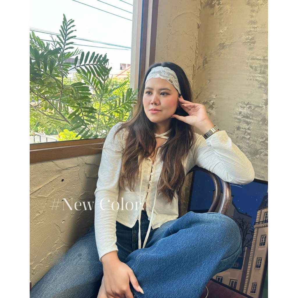 Annee เสื้อแขนยาว รุ่น Marshmallow  (พร้อมเชือกผูกได้หลายแบบ) พร้อมส่ง ราคา ถูกที่สุด ดีลบีเคเค แกลเลอรีภาพที่ 8