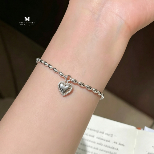 MEET พร้อมส่ง กำไลเงิน Rice grain กำไลเงินพร้อมจี้ สร้อยข้อมือปรับได้ กำไลแฟชั่น กำไลข้อมือเงินแท้ ราคา ถูกที่สุด ดีลบีเคเค แกลเลอรีภาพที่ 6