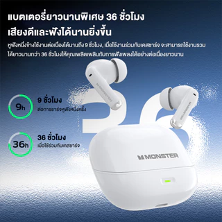 Monster N-Lite 220 หูฟังบลูทูธไร้สายแท้ | สิทธิพิเศษเฉพาะร้านทางการ ไทย แบตเตอรี่ยาวนาน 36 ชั่วโมง