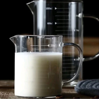 แก้วตวง​ทรงแก้ว ถ้วยตวง แก้วชง​ชา​ ชงกาแฟ​ เหยือกตวง แก้วมีหูจับ เข้าไมโครเวฟได้ 350ml 500ml 1000ml