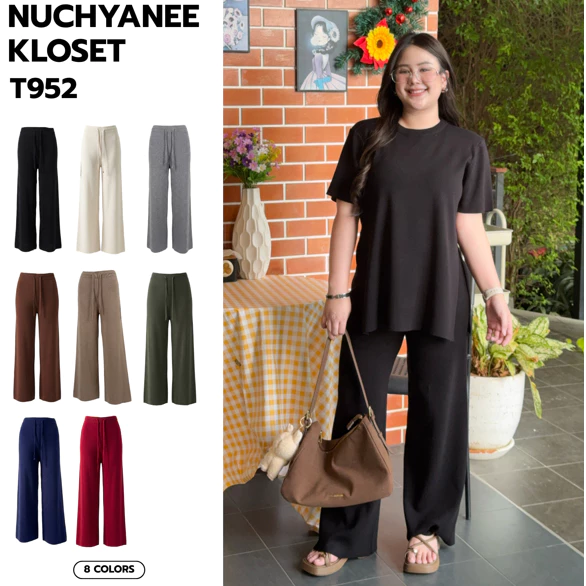 (T952)กางเกงไหมพรมเนื้อนุ่มนิ่มไม่บางไม่หนักใส่สบาย งานป้าย Nuchyanee