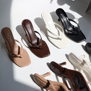 YOURSHOES B10 (เท้าอวบ เท้ายาว +1ไซส์*) / รองเท้าส้นสูง 3นิ้ว รองเท้าหูหนีบ รองเท้าใส่ทำงาน
