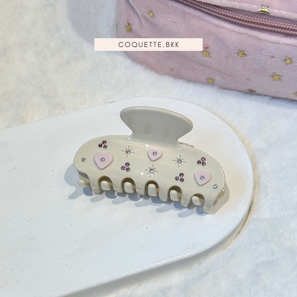 coquette.bkk —Heart Crystal Hair Claw Clip กิ๊บหนีบผมหัวใจคริสตัล