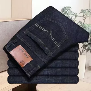 Men Slim Fit jeans ยืดกางเกงยีนส์ผ้าที่ดีที่สุด กางเกงยีนส์คุณภาพสูงสีดําและสีน้ําเงิน