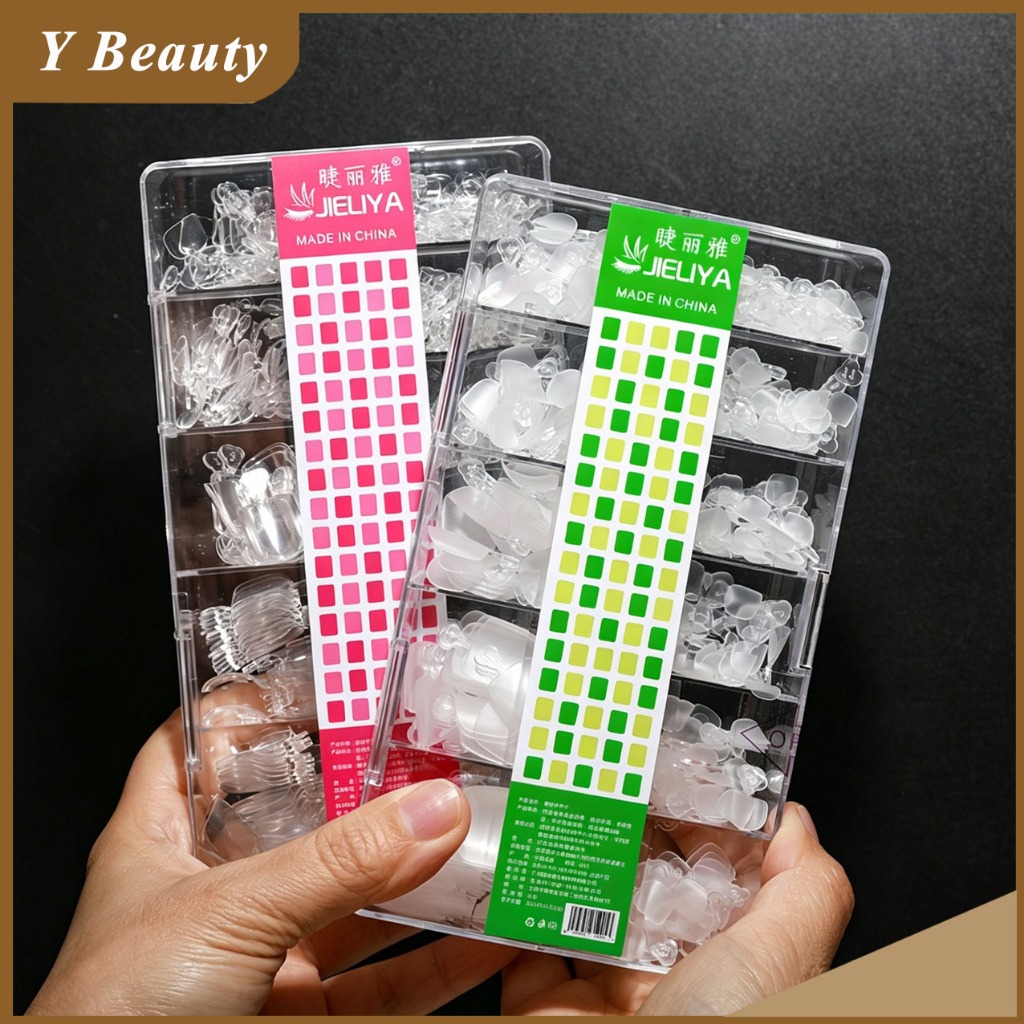 เล็บปลอมอย่างดี ใช้ติดเล็บเท้า เล็บเท้าปลอม Jeliya วัสดุ PVC คุณภาพสูง 500 ชิ้น แบบใส ติดง่าย ดูเป็นธรรมชาติ 500pcs