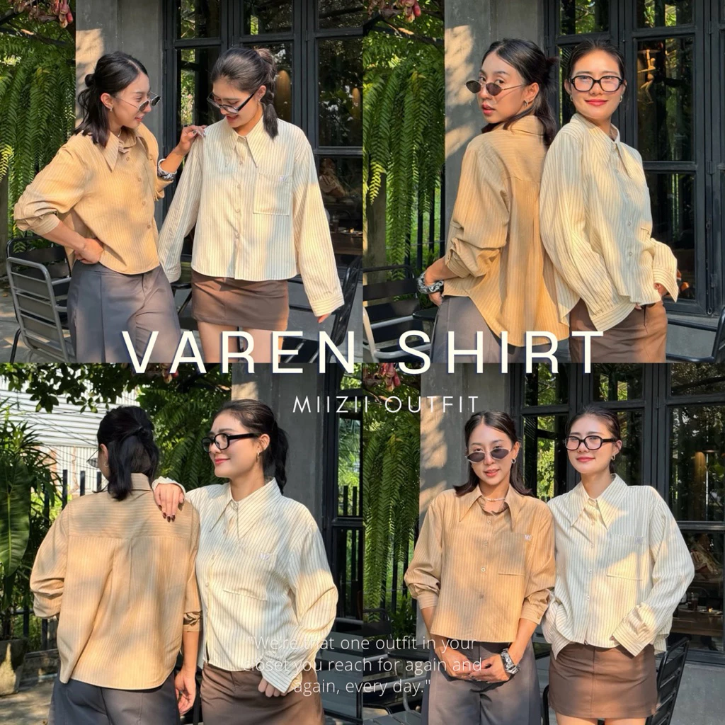 Varen Shirt เสื้อเชิ้ตลาย stripe ผ้าคอตตอน poplin เนื้อผ้าพริ้ว เบา ใส่สบาย ระบายอากาศดี เหมาะกับทุกวัน