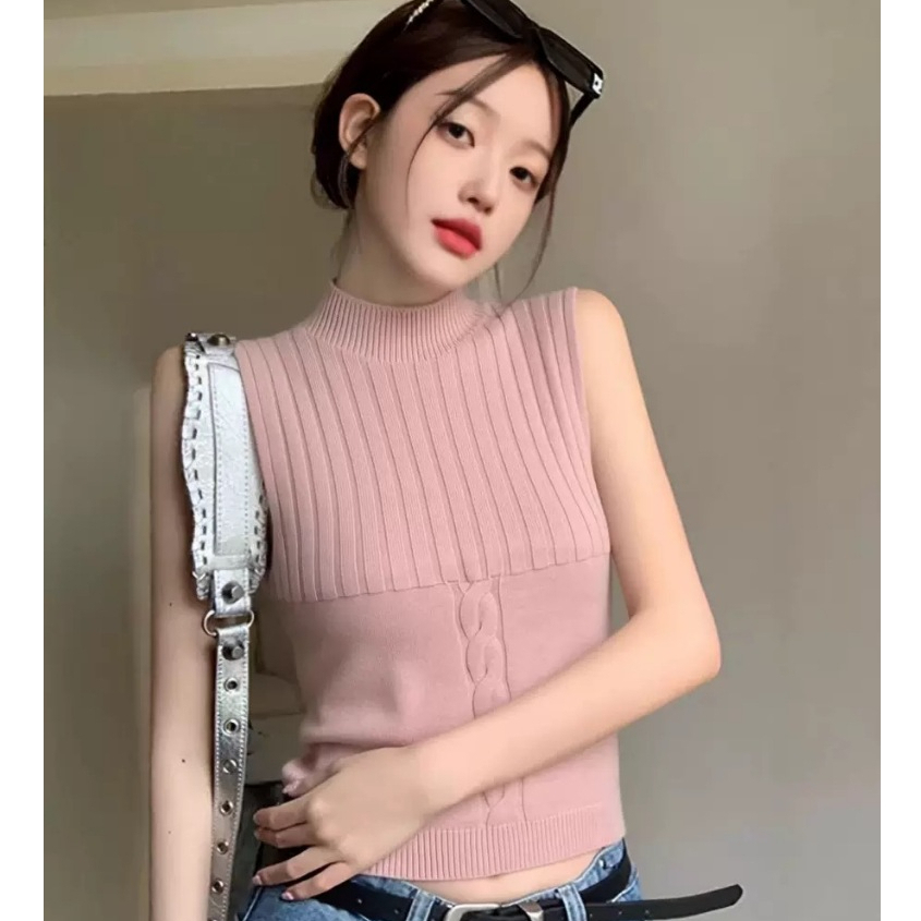 เสื้อสเวตเตอร์คอเต่าสไตล์เกาหลี ทรงเข้ารูป เสื้อกั๊ก