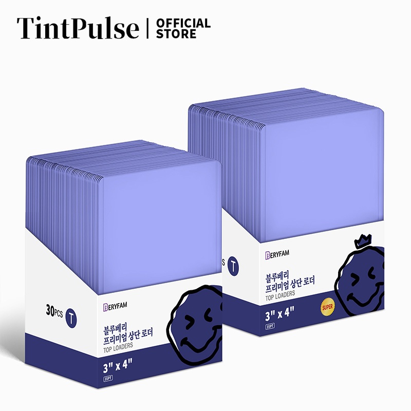 30ชิ้น BERYFAMToploader ใส่การ์ด สีฟ้า เก็บการ์ด ถุงใส่การ์ด 3x4 เหมาะสำหรับ Pokemonซีรีส์ Blueberry