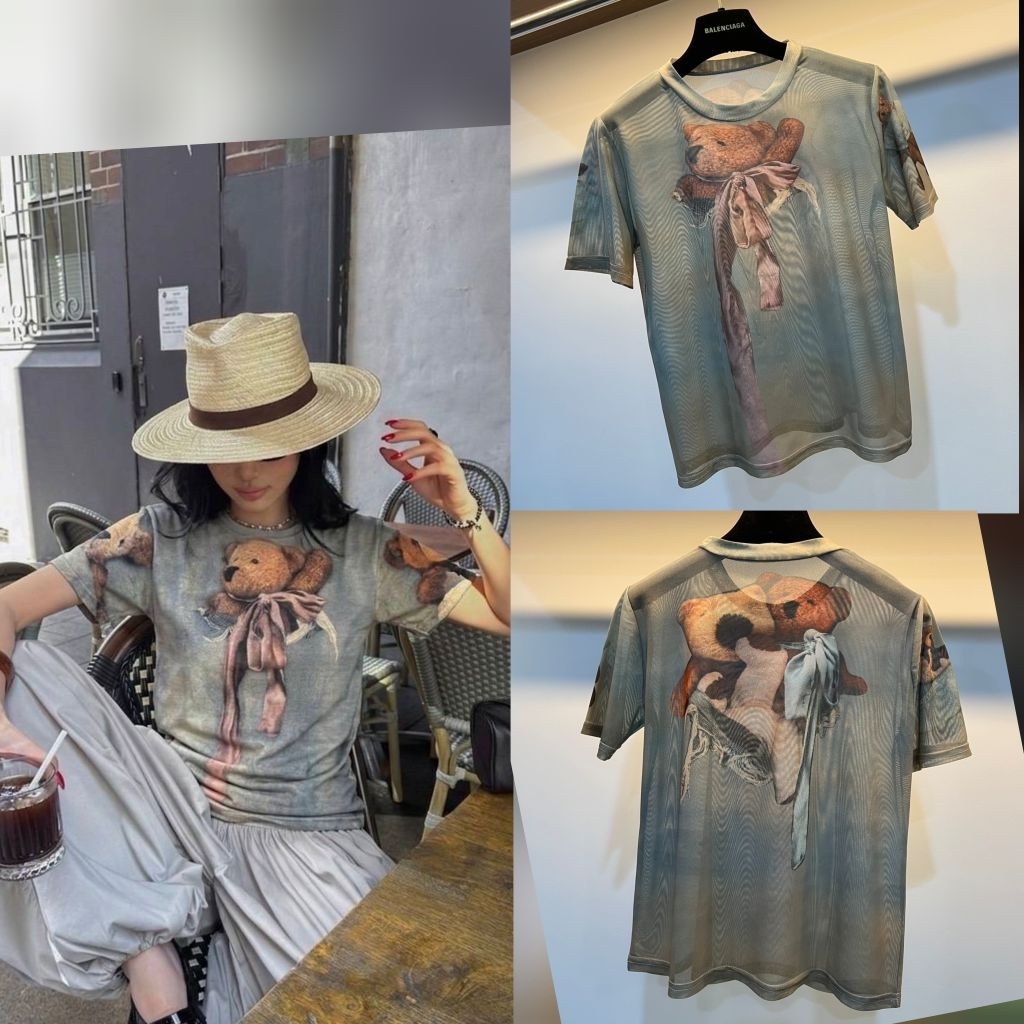 เสื้อซีทรูแขนสั้นและแขนยาว น้องหมี 3D(หลายลาย)