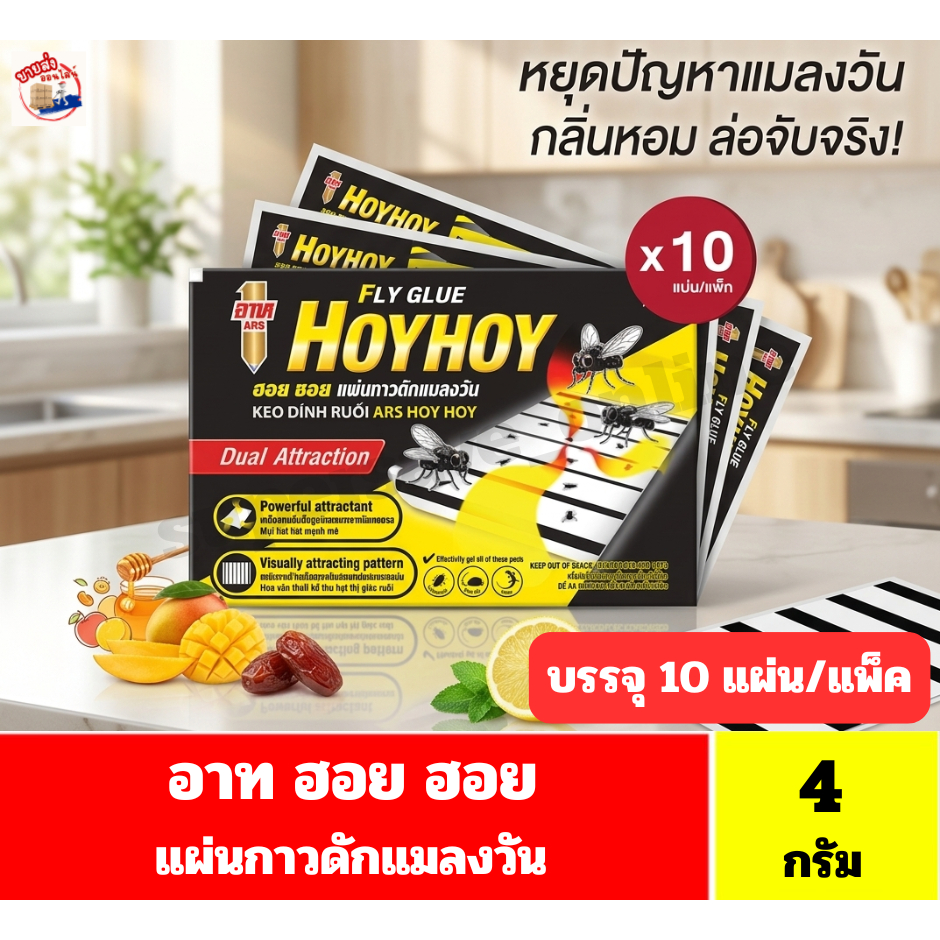 อาท ฮอย ฮอย แผ่นกาวดักแมลงวัน **ขนาด 4 กรัมx 10 แผ่น/แพ็ค**