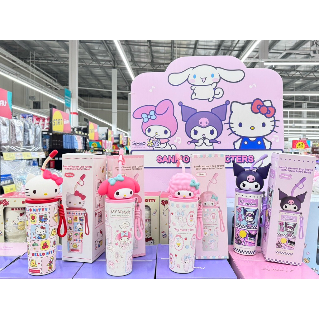 พร้อมส่ง แก้วเก็บอุณหภูมิซานริโอ (หัวใหญ่) โลตัส คุโรมิ มายเมโรดี้ คิตตี้