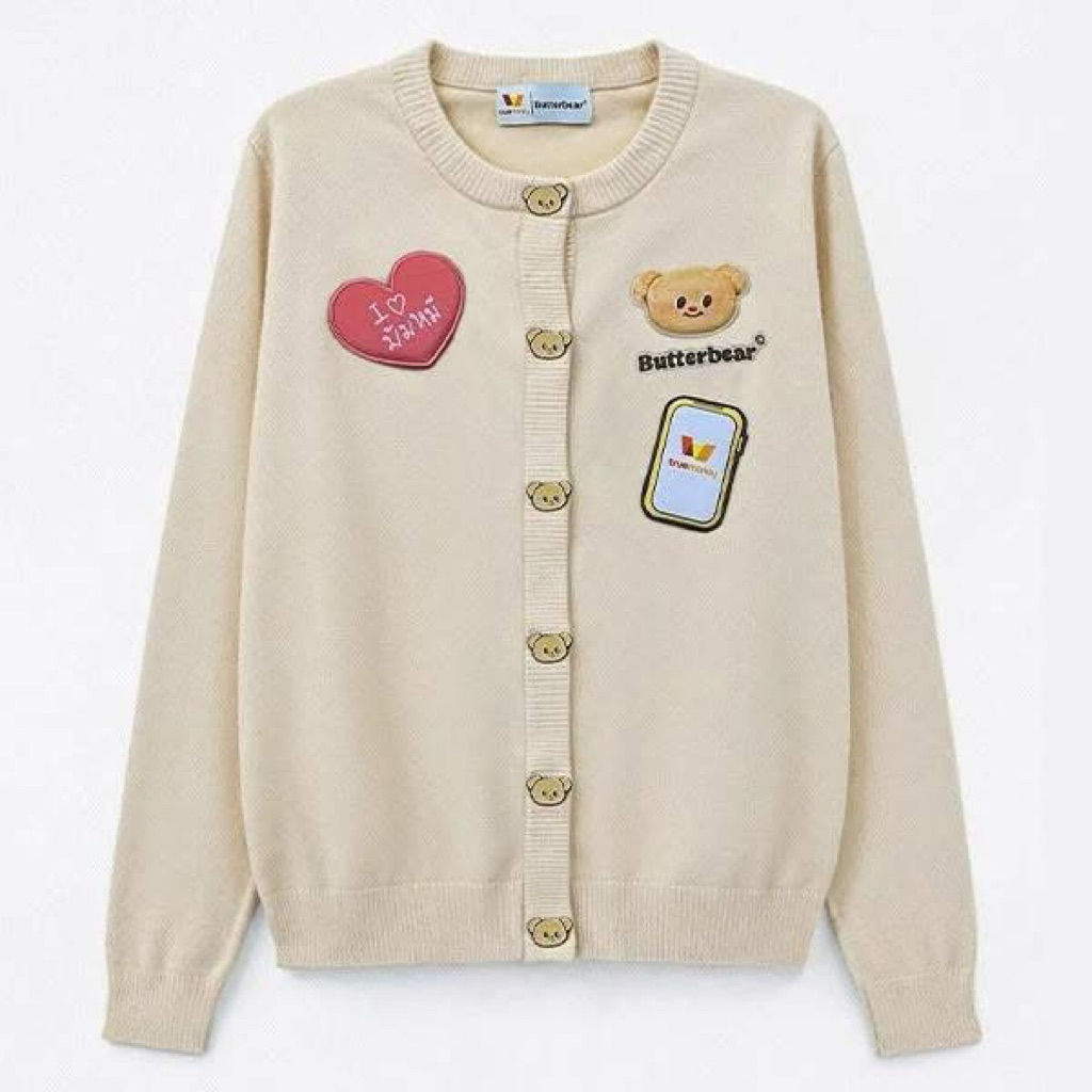 เสื้อคาร์ดิแกน TrueMoney x Butterbear แถมเข็มกลัดรูปหัวใจ และTrue Money  ของแท้ พร้อมส่ง