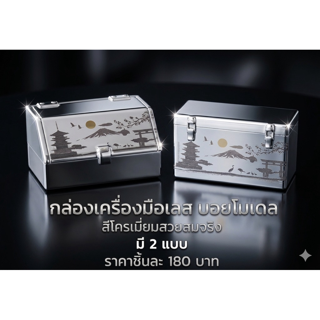 กล่องเครื่องมือโมเดลรถบรรทุกสเกล1:24 สีโครเมี่ยมลายภูเขาไฟฟูจิ