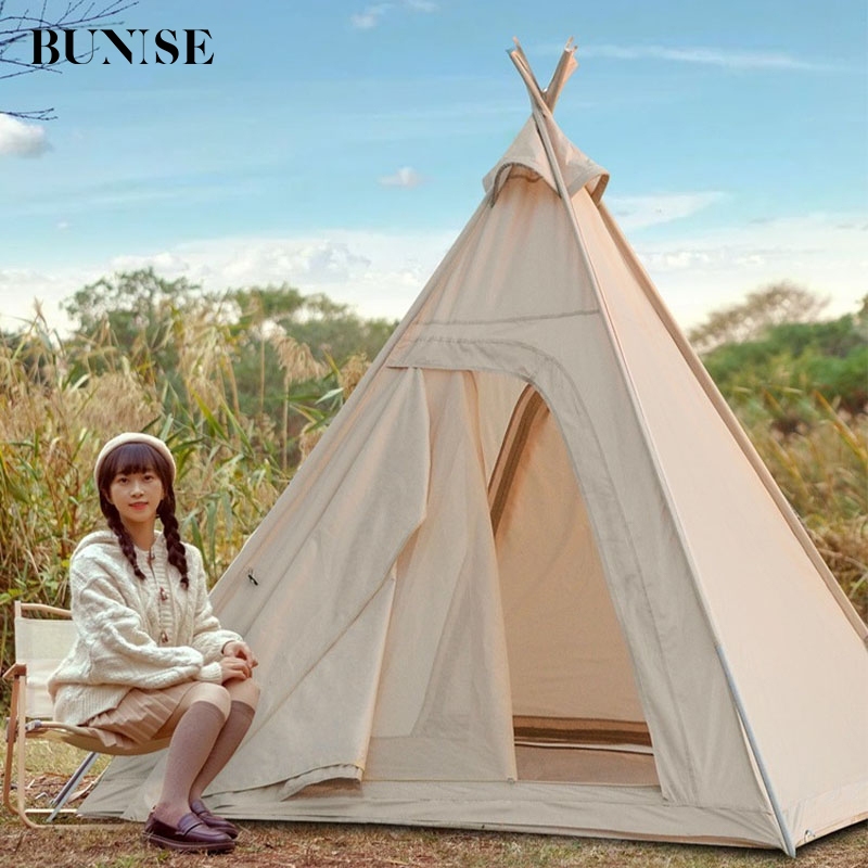 BUNISE P2410 Indian Triangular Tent Thick Reinforced Fabric Teepee for Outdoor Camping Garden & Indo