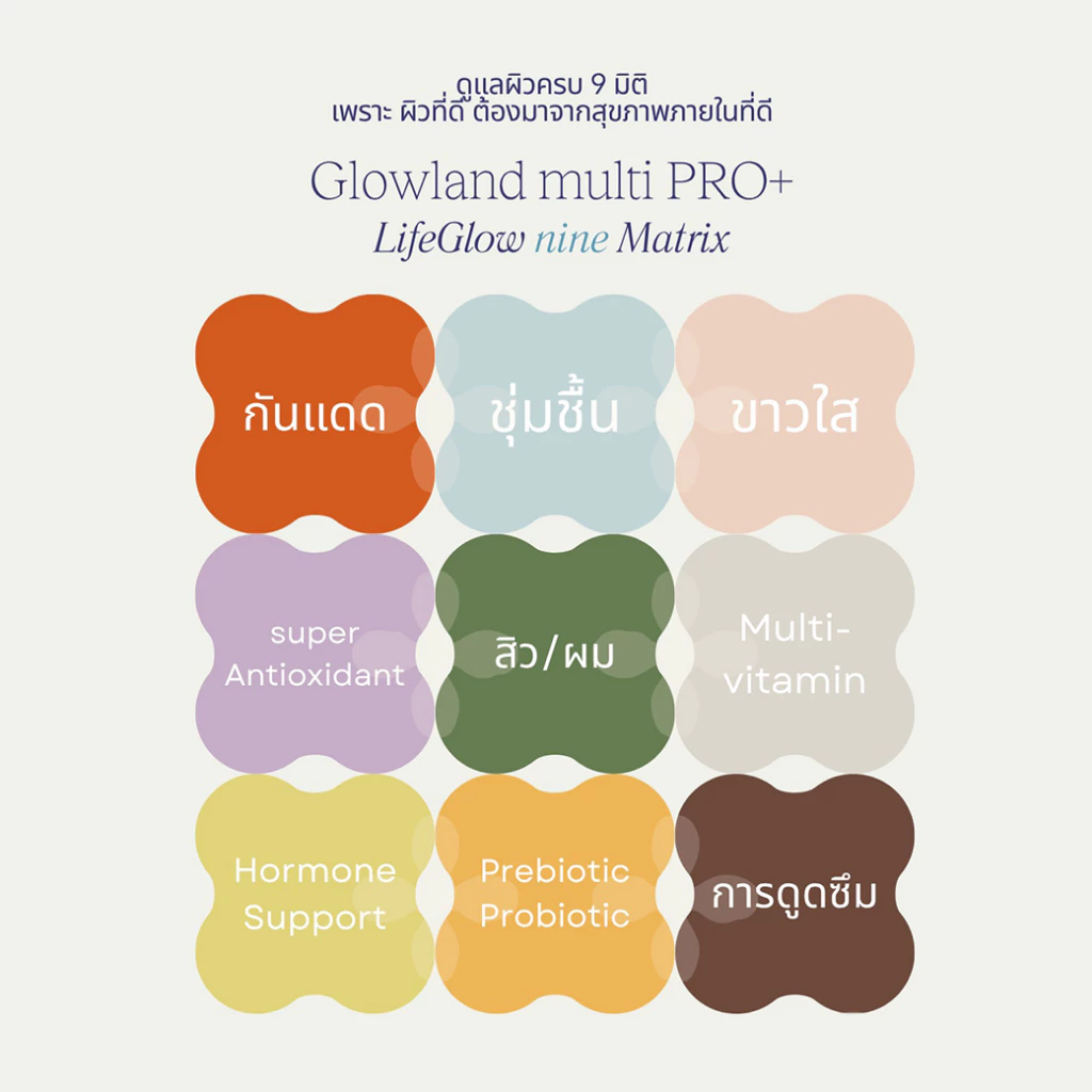 [พร้อมส่ง60สารสกัด] Glowland สูตรใหม่ Multi PRO+ วิตามินผิว วิตามินกันเเดด ผิวออร่า ลดหมองคล้ำ อาหารผิว thumbnail 4