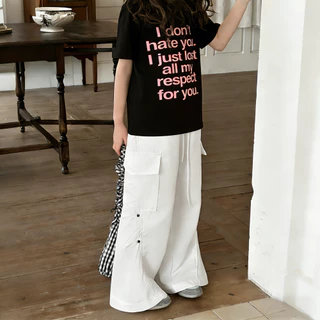 PRINCESS KESLI ชุดเชทเด็กผู้หญิง เสื้อยืด+กางเกงคาร์โก้ สไตล์หลวม ใส่สบาย สไตล์เกาหลี สำหรับผู้ใหญ่/วัยรุ่น
