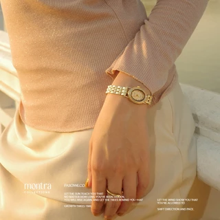 pasonne.co นาฬิกาข้อมือ รุ่น montra หน้าปัดวงรี สีทองทั้งตัวเรือน