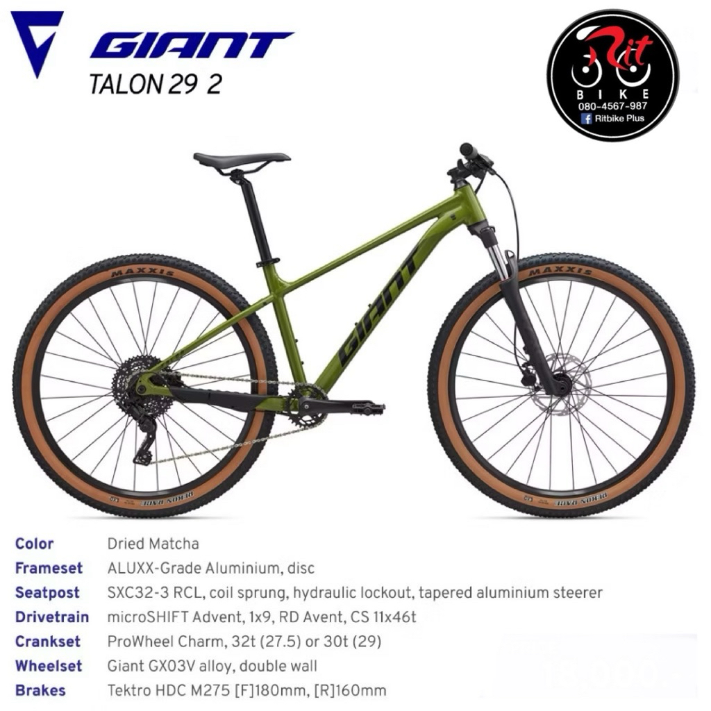 จักรยานเสือภูเขา GIANT รุ่น Talon 2 ล้อ 29 นิ้ว ชุดขับรุ่นใหม่ microSHIFT Advent 1X9 Speed