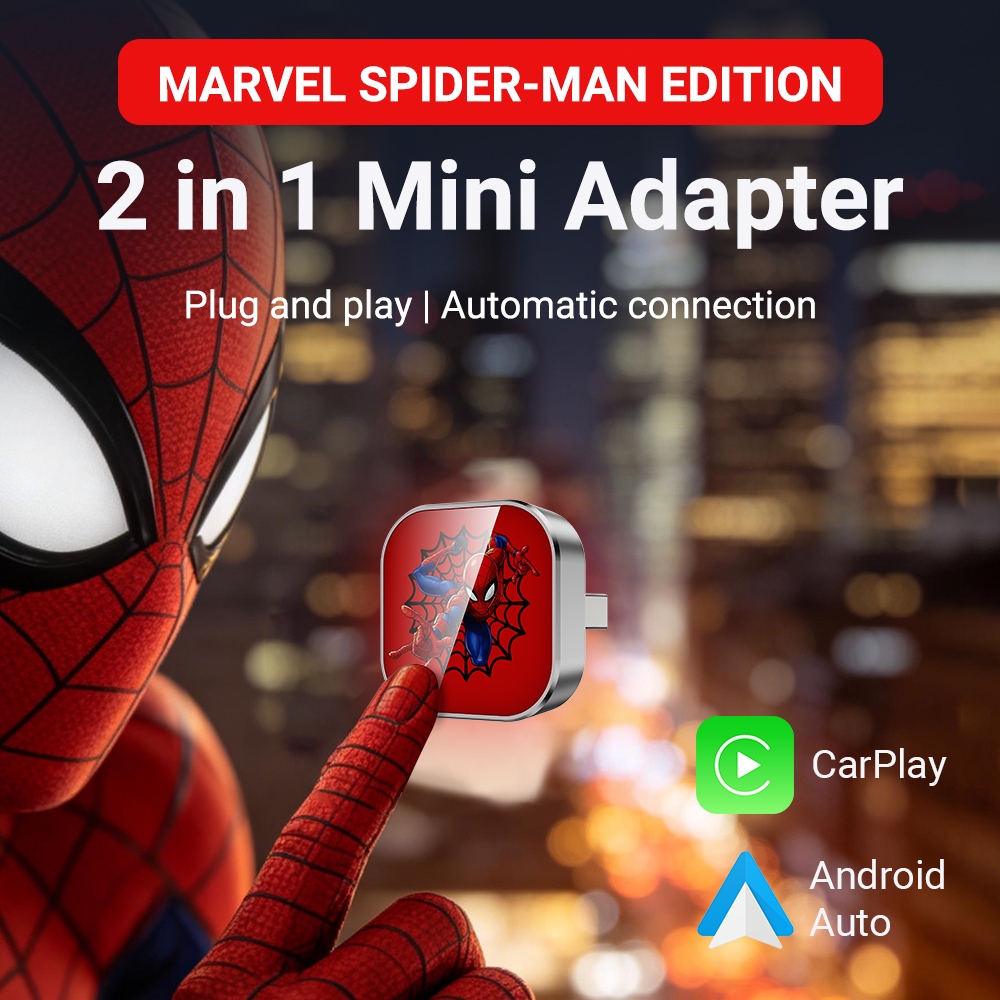 อะแดปเตอร์ CarPlay ไร้สาย Spider-Man & XUDA เสียบแล้วใช้งานได้เลย เหมาะสำหรับรถยนต์ทุกรุ่น