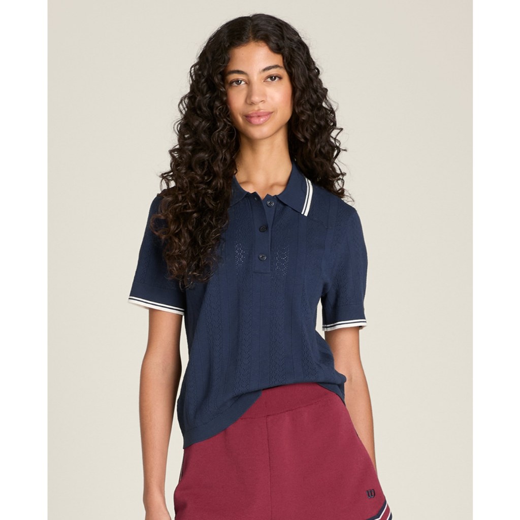 Wilson Women Addison Knit Polo Pointelle เสื้อ WE00032U001001 Official Store