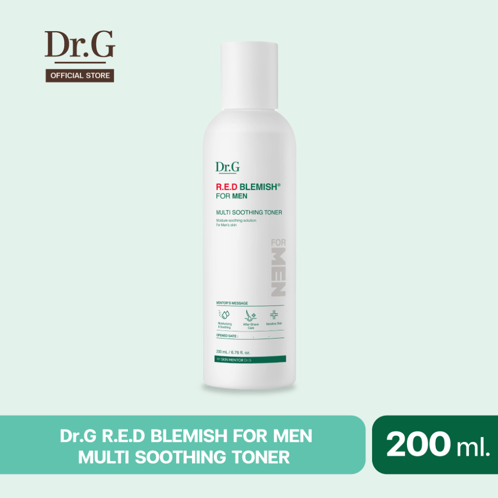 [โค้ดลดเพิ่ม] Dr.G R.E.D BLEMISH FOR MEN SOOTHING TONER 200ml ดร.จี โทนเนอร์ผู้ชาย ซ่อมผิวแห้งกร้าน คูลผิวหลังโกนหนวด