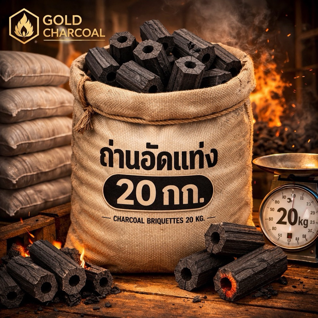 ถ่านอัดแท่ง ขนาด 5 CM กระสอบละ 20 กก.