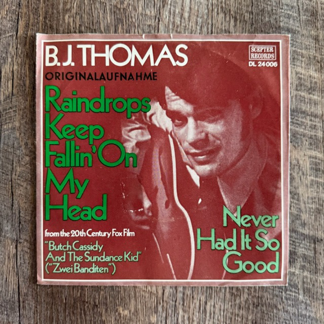 แผ่นเสียง B.J Thomas - Raindrops keep fallin’ on my head vinyl lp 7”(VG+)