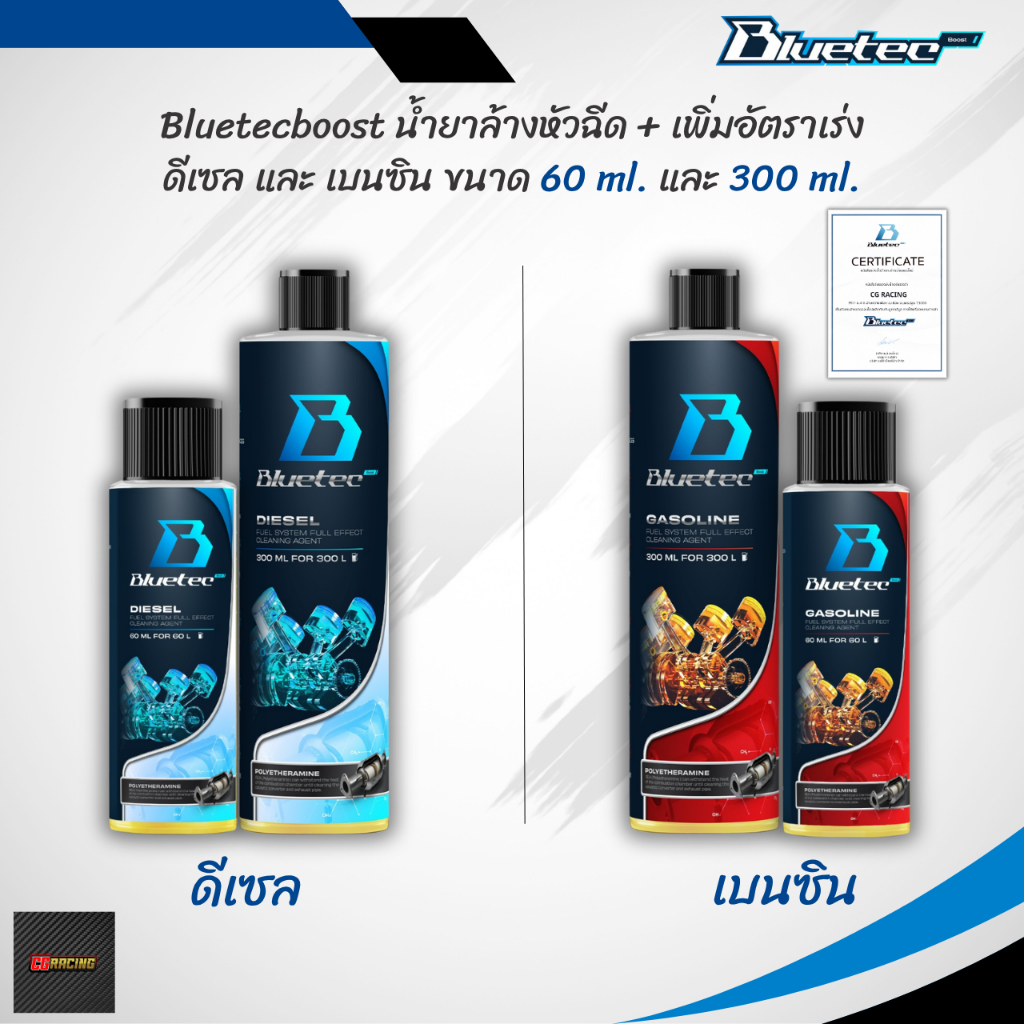 Bluetecboost บลูเทค น้ำยาล้างหัวฉีด ดีเซล | เบนซิน ขนาด 60ml และ 300ml