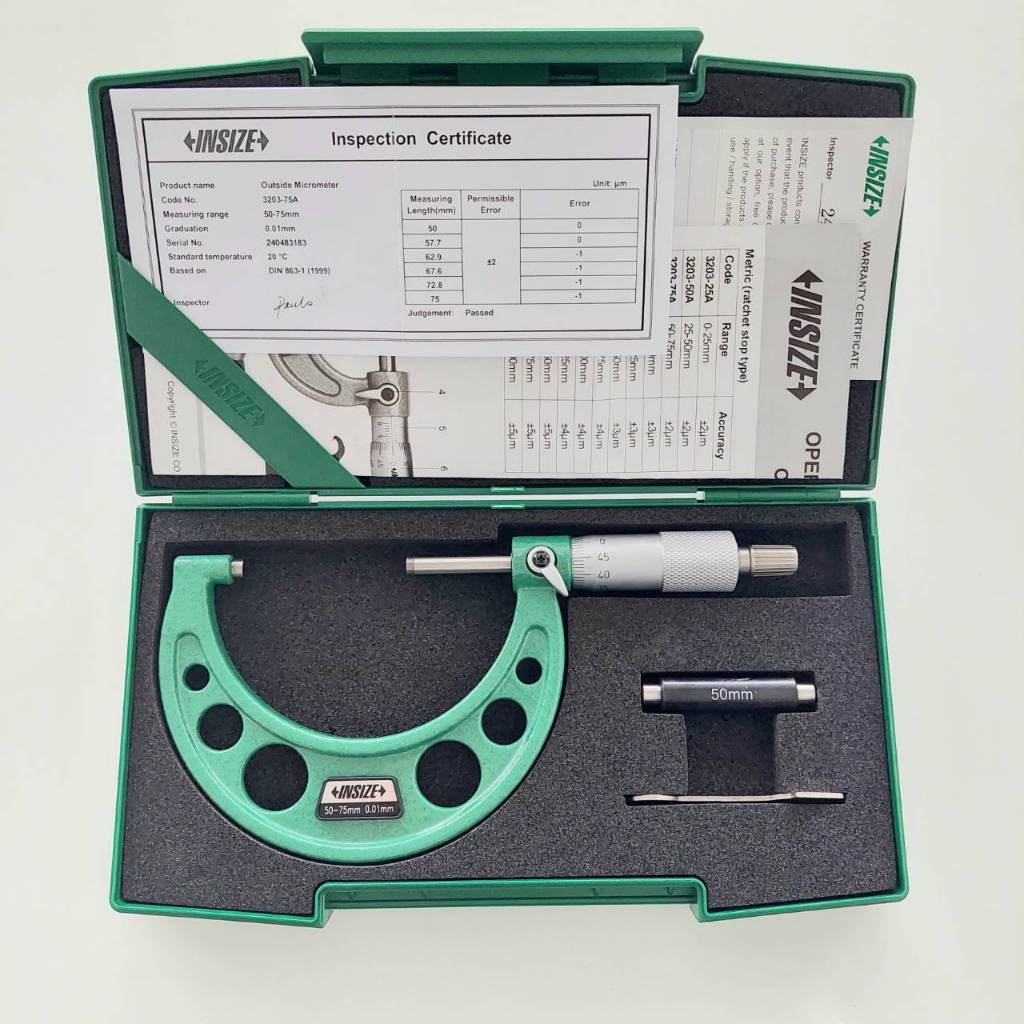 ไมโครมิเตอร์วัดนอก 50-75 x 0.01 mm Outside Micrometer INSIZE 3203-75A