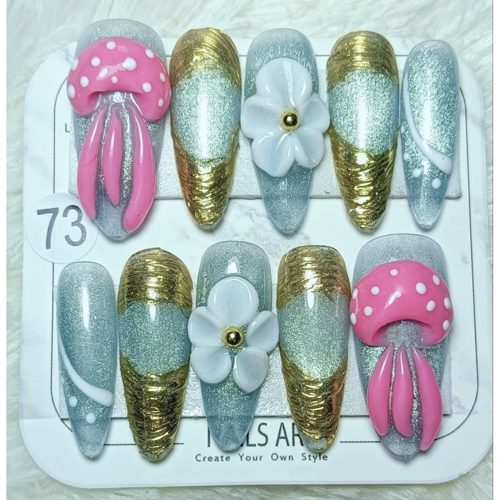 เล็บเจลแท้100%ทรงแหลมยาวไซต์ M ถ่ายงานจริง รหัส สี แบบตามรูป ฟรีกาว+ตะไบทุกชุดค่ะ