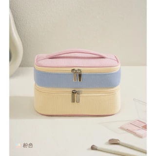 พร้อมส่ง 🍰 กระเป๋าเครื่องสำอางค์ 2ชั้น Pastel Pinto กระเป๋าจัดระเบียบ จุของได้เยอะ น้ำหนักเบา มีให้เลือก 2 สี