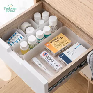 Fudonar กล่องเก็บของในลิ้นชัก (แบบจัดเซ็ท) ขนาดเล็ก-ใหญ่ แบบขาวขุ่น วัสดุแข็งแรงสำหรับจัดระเบียบบ้าน