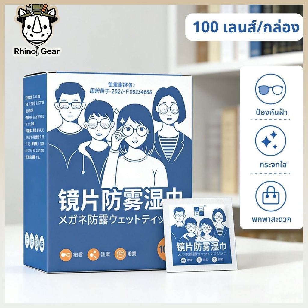แผ่นเช็ดแว่นตา กันฝ้า กระดาษเช็ดแว่นกันฝ้า 100แผ่น ผ้าเช็ดแว่นกันฝ้า แห้งเร็ว ไม่ทิ้งรอยขีดข่วน ที่เช็ดแว่น ผ้าเช็ดแว่น