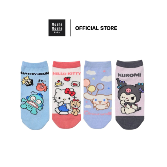 Moshi Moshi ถุงเท้าข้อสั้น ลายการ์ตูน ลิขสิทธิ์แท้จาก Sanrio