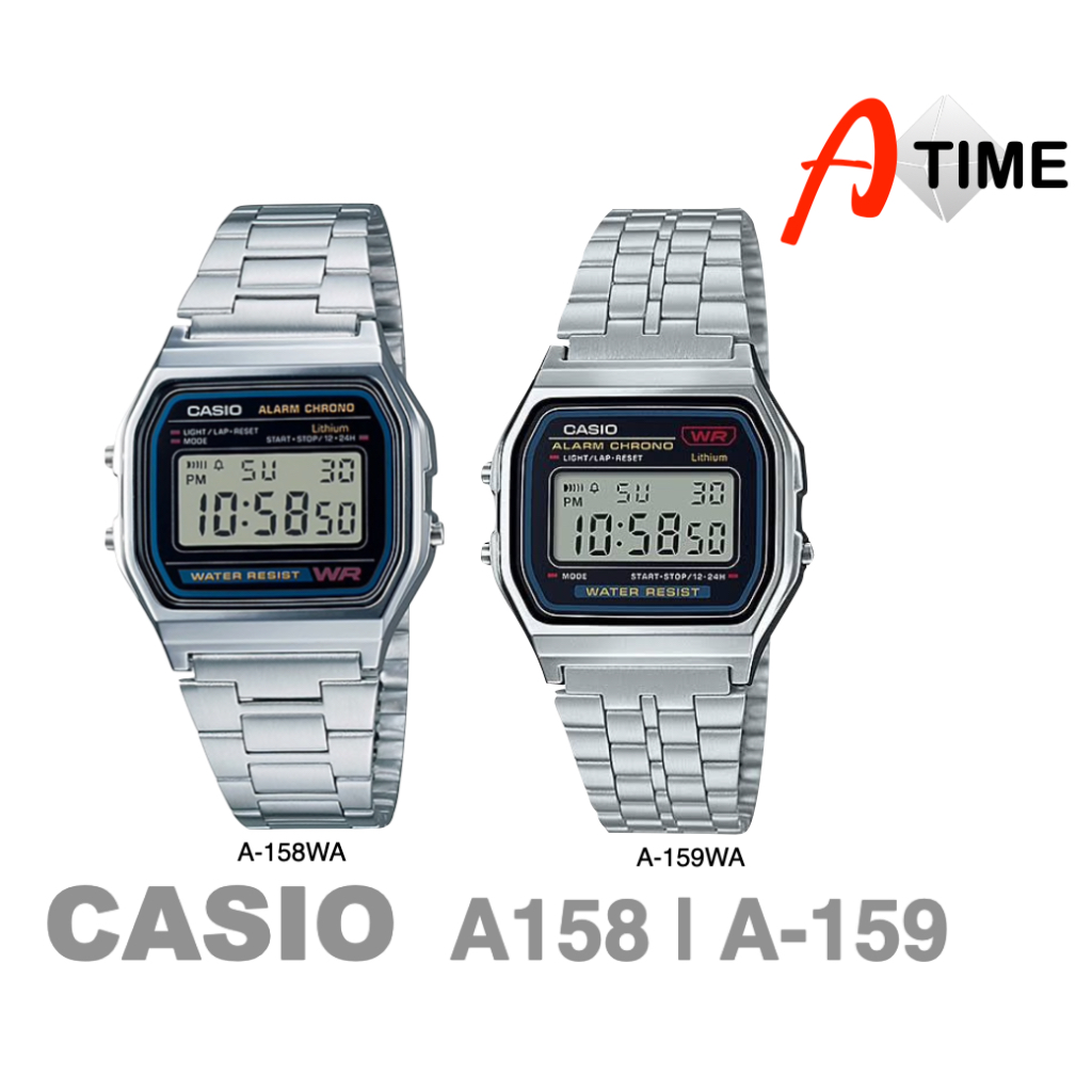 ของแท้ ศูนย์ไทย|  CASIO นาฬิกาคาสิโอ unisex รุ่น A-158, A-159 / Atime นาฬิกาข้อมือ ของแท้ ประกัน1ปี 