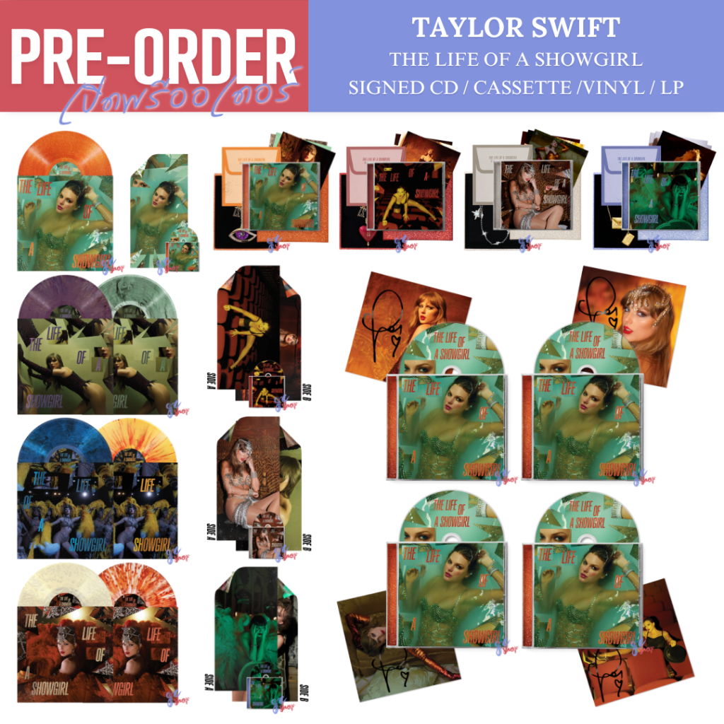 (Pre-Order | พร้อมส่ง) แผ่นเสียง Taylor Swift - The Life of a Showgirl ลายเซ็นสด CD / ซีดี / Vinyl / LP