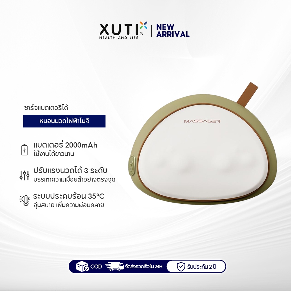 XUTI หมอนนวดไฟฟ้ารุ่นชาร์จไฟ นวด 3D เลียนแบบมือคน ประคบร้อนแสงสีแดง หัวนวด 16 หัว เครื่องนวดแบบพกพา