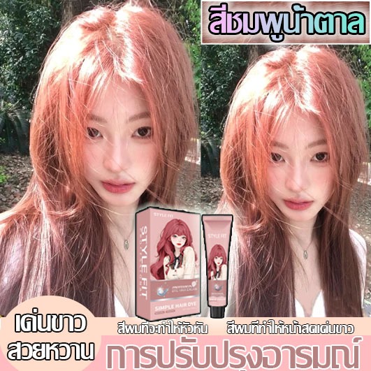 สีย้อมผมธรรมชาติ🌈 STYLE FIT💥สีชมพูน้ำตาล ยาย้อมผม ออแกนิก ผม ครีมเปลี่ยนสีผม สีย้อมผม ยาย้อมผม ยาย้อ