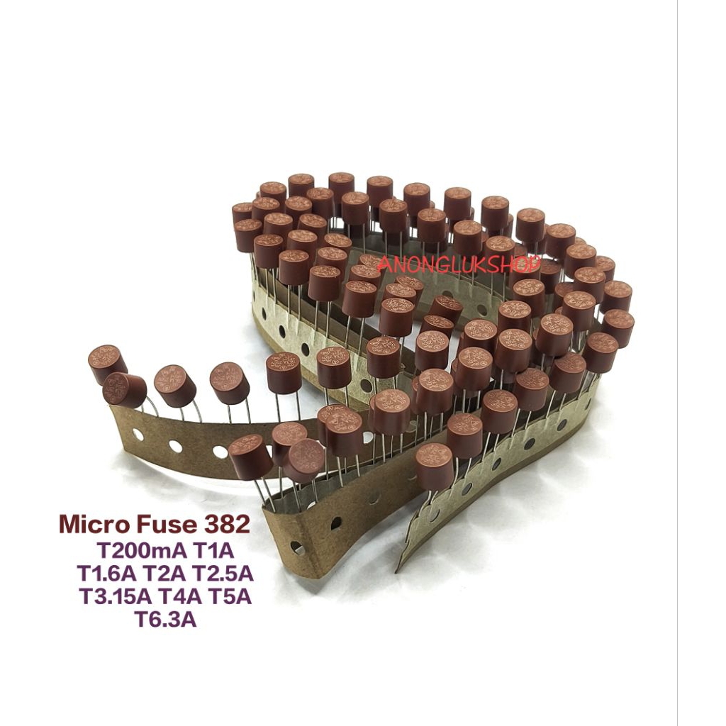 ราคาต่อแพ็ค 5ตัว 👉👉 ไมโครฟิวส์กลม  Micro Fuse 382  ขา 5มิล 250VAC มี T200mA T1A T1.6A T2A T2.5A T3.1