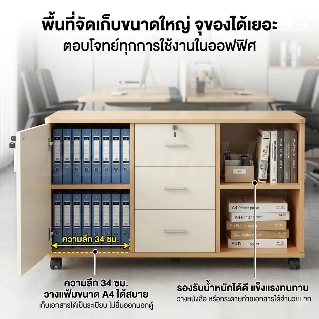 BD ตู้เก็บเอกสารล็อคได้ เคลื่อนที่ได้ สไตล์มินิมอล สำนักงาน thumbnail 7