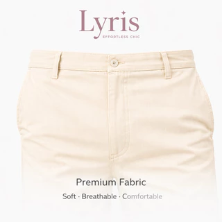 Lyris กางเกงขาสั้นวินเทจผู้ชาย สีครีม Cream Classic Fit (14 นิ้ว) เนื้อผ้าทรงเข้ารูป ใส่สบาย ไม่รัดเป้า ใส่ได้ทุกวัน