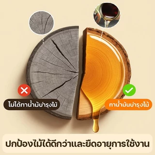 น้ำมันเคลือบผิวไม้ธรรมชาติ ปลอดภัยไม่ระคายเคือง ดูแลโต๊ะและของใช้ไม้ กันน้ำ กันรา ช่วยเน้นลายไม้ ทนทานต่อการสึกหรอ