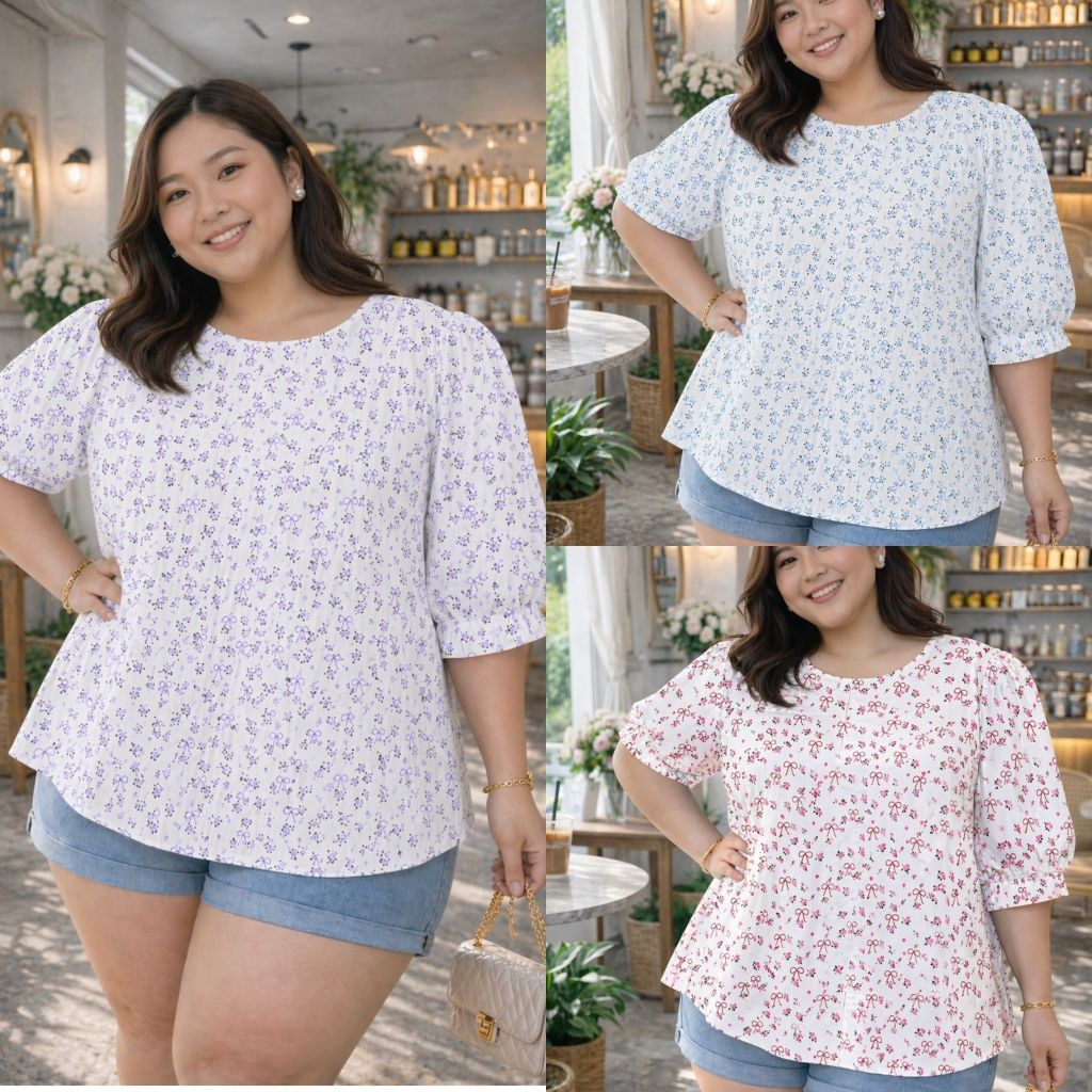 เสื้อไซส์ใหญ่ เสื้อคนอ้วน plussize เสื้อคอกลมแขนตุ๊กตา อก 60 นิ้ว