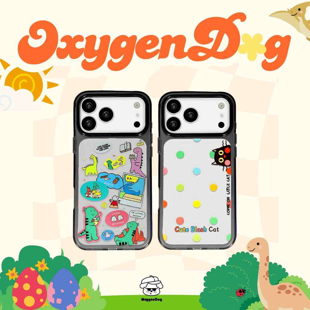 Oxygendog case เคสไอโฟน ลาย ไดโนเสาร์ แมวลายจุด For iPhone 17promax 17pro 17 16 15 ProMax 15 14 13