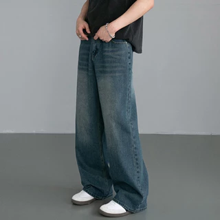 Baggy S-5XL กางเกงยีนส์ขายาวผู้ชาย ทรงขาตรง เอวสูง สไตล์เกาหลี ใส่ได้หลายโอกาส